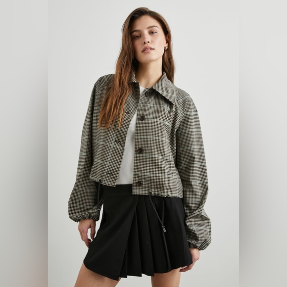 Rails Jackets & Blazers - Rails North Jacket Size XXS Teal Multi Check Cropped Twill Button Up Pockets Tan